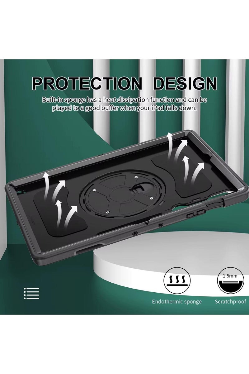 Cat - Cot حامل قط 360 درجة دوران ثلاث طبقات حماية مع حزام كتف لجهاز سامسونج جالاكسي تاب S9FE+(12.4) - Image 5