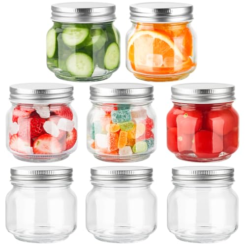GUEQUITLEX Glass Mason Jars With Lids Genuine Preserve Jar 8oz Canning Jars for Food Storage Dry Food Snacks Candies DIY Projects 8 Pack - Image 1