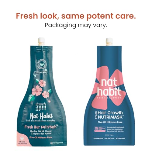 Nat Habit نات هابيت فايف أويل هيبيسكوس نوتري ماسك - قناع للشعر للنمو، التكييف، التنعيم، التقوية والتألق، مناسب لجميع أنواع الشعر وفروة الرأس (عبوة 1) - Image 2