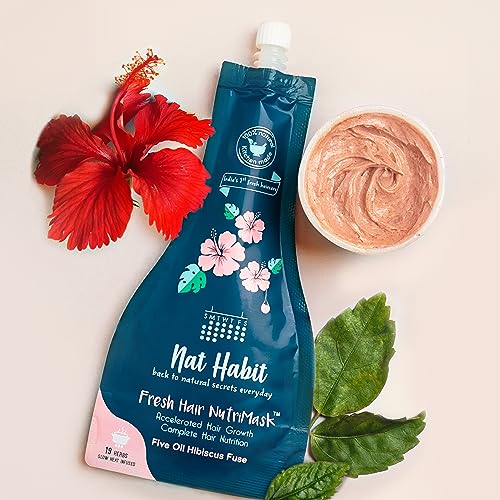 Nat Habit نات هابيت فايف أويل هيبيسكوس نوتري ماسك - قناع للشعر للنمو، التكييف، التنعيم، التقوية والتألق، مناسب لجميع أنواع الشعر وفروة الرأس (عبوة 1) - Image 3