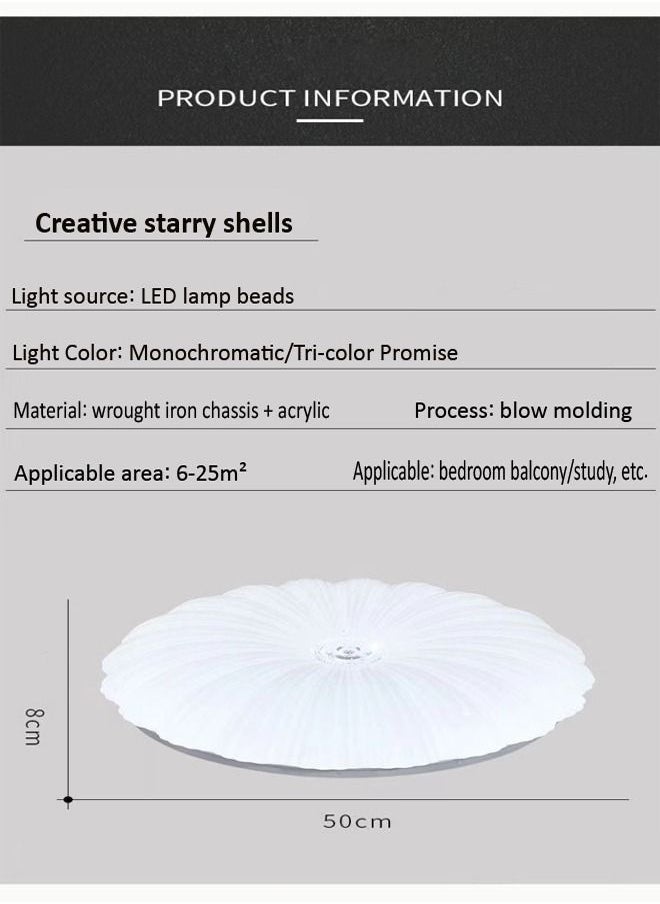 fashionhome - Modern Shell Shape LED Acrylic Ceiling Remote Control Adjustable Dimming Light Lamp - Image 1