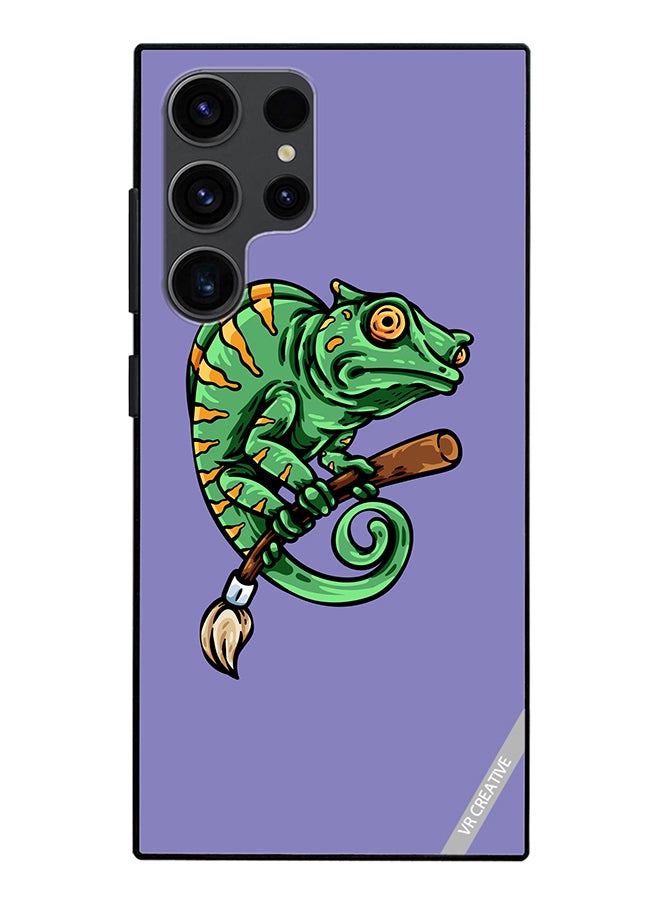 VR CREATIVE Protective Case Cover For Samsung Galaxy S24 Ultra Chameleon On Broom Design Multicolour - Image 1