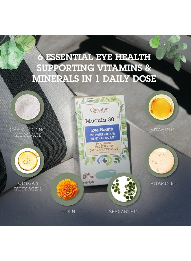 Quantum Health Macula 30+ Eye Health Supplement|Promotes Macular and Retinal Health as You Age|Formulated with Lutein, Zeaxanthin, Omega-3, and Vitamins C & E|60 Softgels, 30 Day Supply - Image 1
