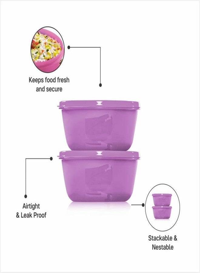 Tupperware Purple Color 2L Plastic Ss Bowl Safe & Leak Proof Containers Pack Of 2 - Image 3