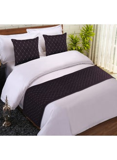 MKS INDIA MKS INDIA Coffee and Gold Quilted Bed Runner Scarf with 2 Matching Cushion CoversSlipcover Mattress ProtectorBed Linen Scarf for Bedrooms Hotel Rooms Guest Rooms 18 x 96 inch  - Image 3