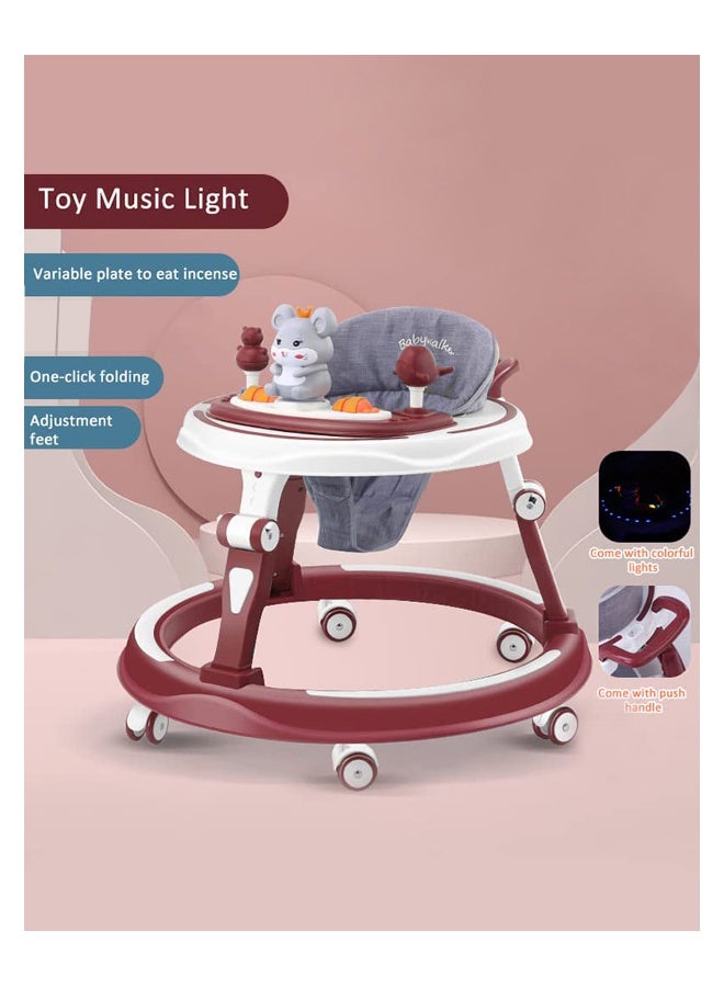 PlayNation Play Nation Multi Functional Baby Walker, Mouse Theme, with Toy Bar, Adjustable Height, Music & Lights, 6 Months+, 70 x 70.5 x 57cm - Maroon - Image 2