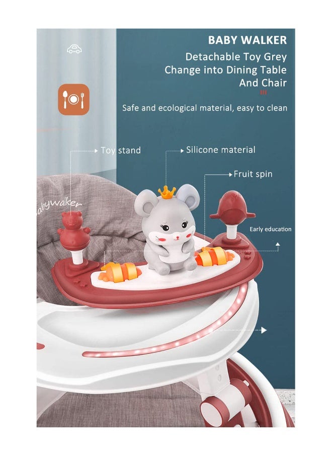 PlayNation Play Nation Multi Functional Baby Walker, Mouse Theme, with Toy Bar, Adjustable Height, Music & Lights, 6 Months+, 70 x 70.5 x 57cm - Maroon - Image 5