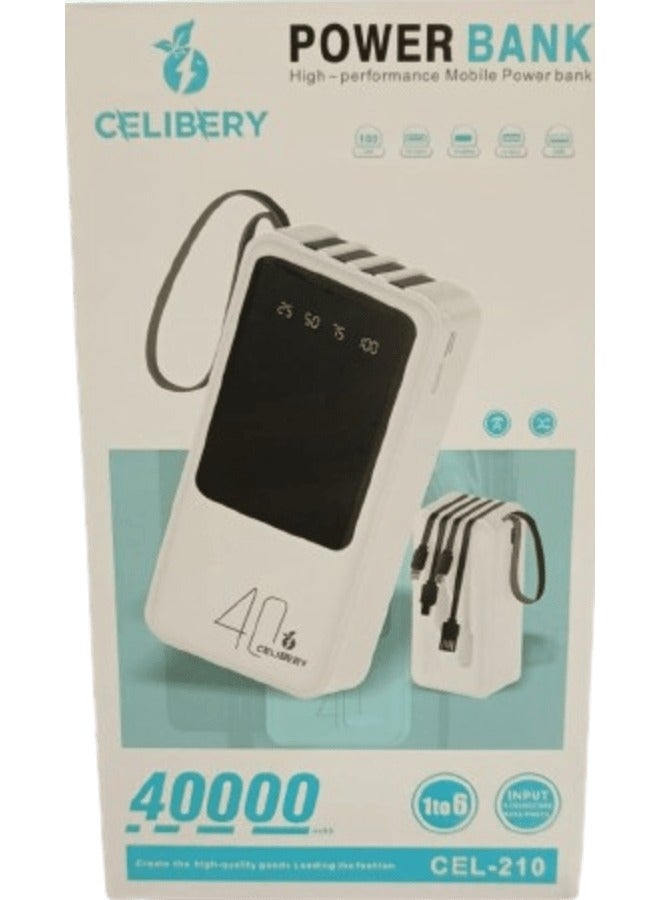CELIBERY Power Bank 40000 (PD 22.5W + 4 USB) with screen, White  - Image 3