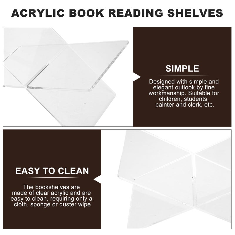 Acrylic X Shape Book Stand Multi Functional Reading Rack Holder For Desk - Image 4