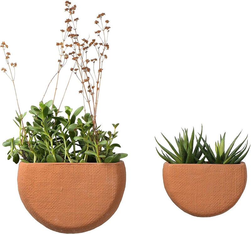 Main + Mesa Modern Boho Stoneware Wall Mount Planters, Terracotta, Set of 2 Sizes - Image 4