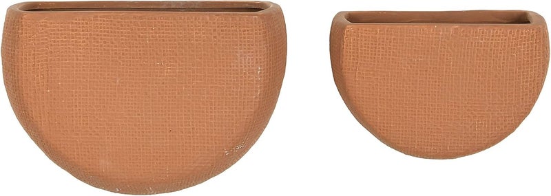 Main + Mesa Modern Boho Stoneware Wall Mount Planters, Terracotta, Set of 2 Sizes - Image 1