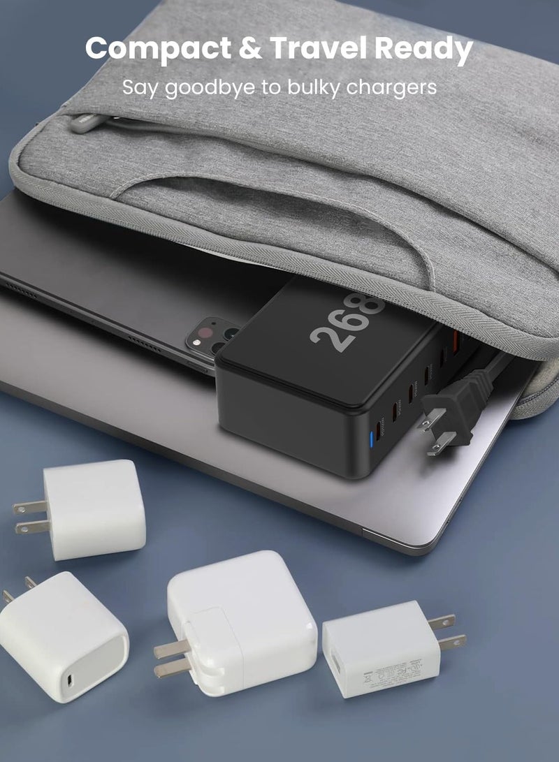 Joshberg 268W USB C Charger Station, USB C Fast Charger 8Port USB C Plug, Portable USB and Type C Charging Station, Wall Charger Power Strip Adapter Compatible with iPhone/iPad/Airpods/Samsung/Huawei - Image 5