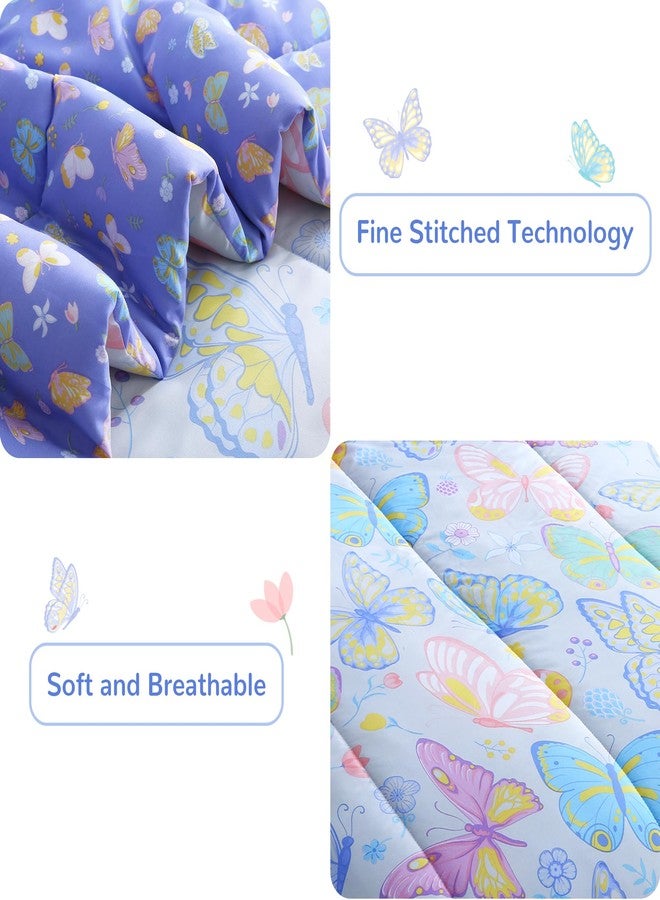 Viviland Kids Twin Bedding Sets for Girls, Soft Twin Comforter Set with Sheets, 5 Pieces Microfiber Bed in a Bag, Colorful Butterfly - Image 4