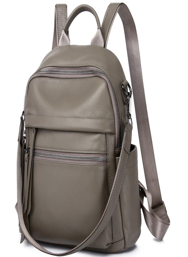 Wesccimo Genuine Leather Backpack Purse For Women Grey Real Soft Leather Convertible Ladies Daypack Shoulder Bag - Image 2