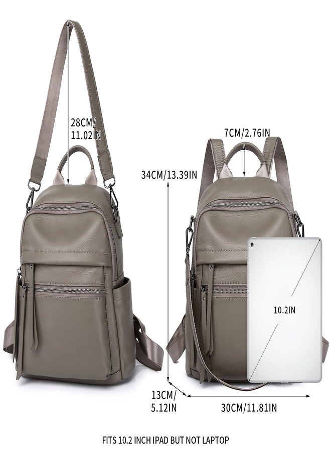 Wesccimo Genuine Leather Backpack Purse For Women Grey Real Soft Leather Convertible Ladies Daypack Shoulder Bag - Image 5