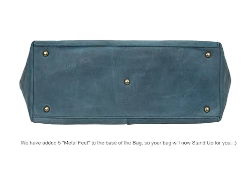 ANTONIO VALERIA Avery Blue Leather Tote/Top Handle Shoulder Bag for Women - Image 4