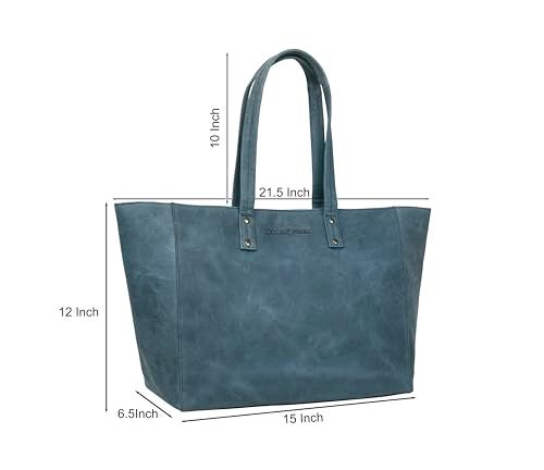 ANTONIO VALERIA Avery Blue Leather Tote/Top Handle Shoulder Bag for Women - Image 2