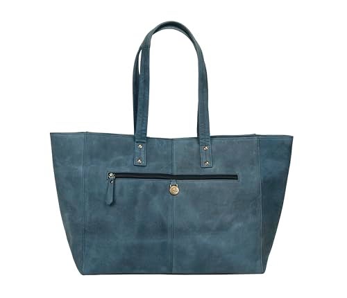 ANTONIO VALERIA Avery Blue Leather Tote/Top Handle Shoulder Bag for Women - Image 3