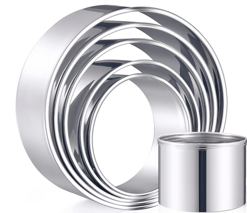 6 Pieces Round Cake Ring Mold 3 inch Stainless Steel Mousse Mould Mini Pancake Pastry Dessert Baking Ring Mold