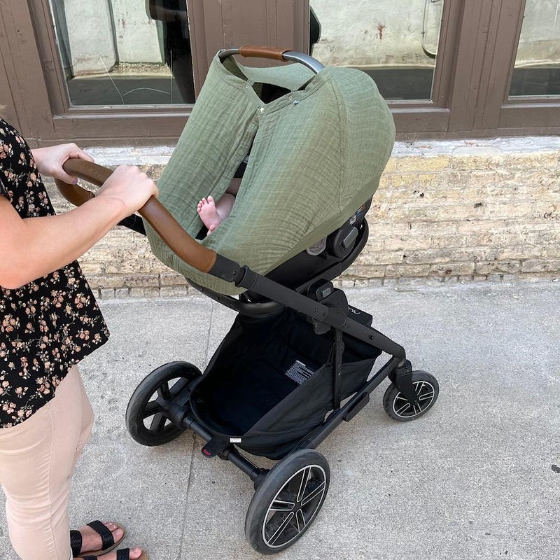 Little Unicorn Breathable Car Seat Canopy | Magnetic Closure Cover & Universal Fit | Protection & Privacy for Baby (Fern) - Image 5