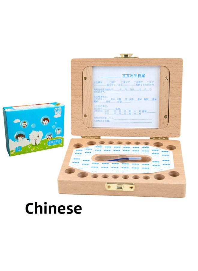 Generic Wooden Wooden Children's Photo Frame Milk Teeth Storage Box Baby Teeth Tooth House Storage Box Fetal Hair Tooth Storage House-Color:Right Angle Photo Frame-Spain-Specifications:15*11.5*4.5CM  - Image 5