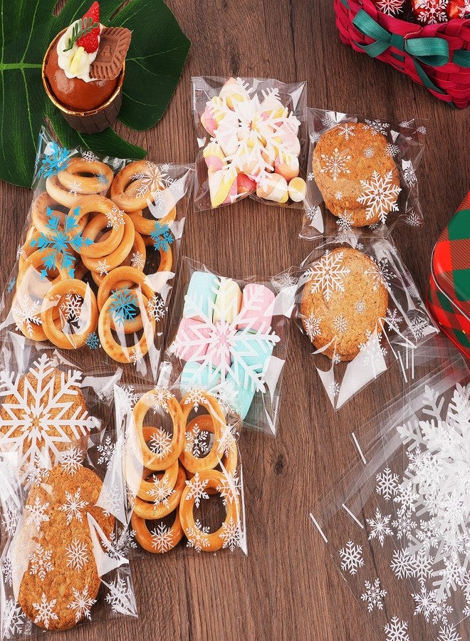 CUDICY Snowflake Cellophane Cookie Bags 200Pcs 5.5X5.5 Self Sealing for Gift Giving Packaging, Plastic Favor Bags for Packaging Favor Gift Cookie Candy Bakery Halloween Christmas - Image 5