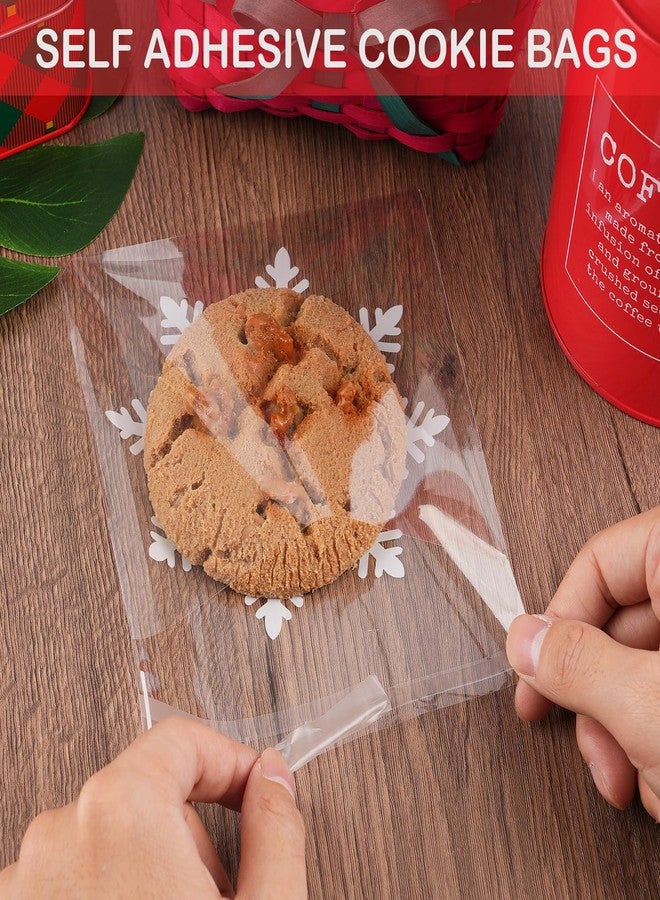 CUDICY Snowflake Cellophane Cookie Bags 200Pcs 5.5X5.5 Self Sealing for Gift Giving Packaging, Plastic Favor Bags for Packaging Favor Gift Cookie Candy Bakery Halloween Christmas - Image 3