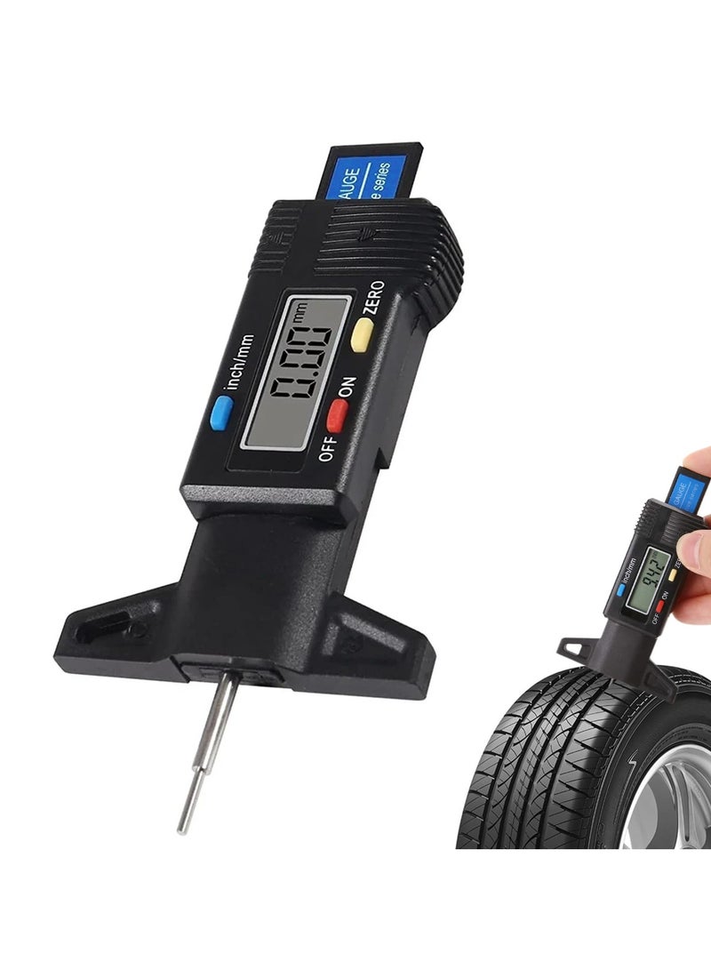 GNAFOTU Tread Depth Gauge, 0-25.4mm/Inch Digital Tire Tread Depth Checker, Portable Tyre Depth Measuring Tool with LCD Display for Cars, Trucks, Motorcycles, Black  - Image 1