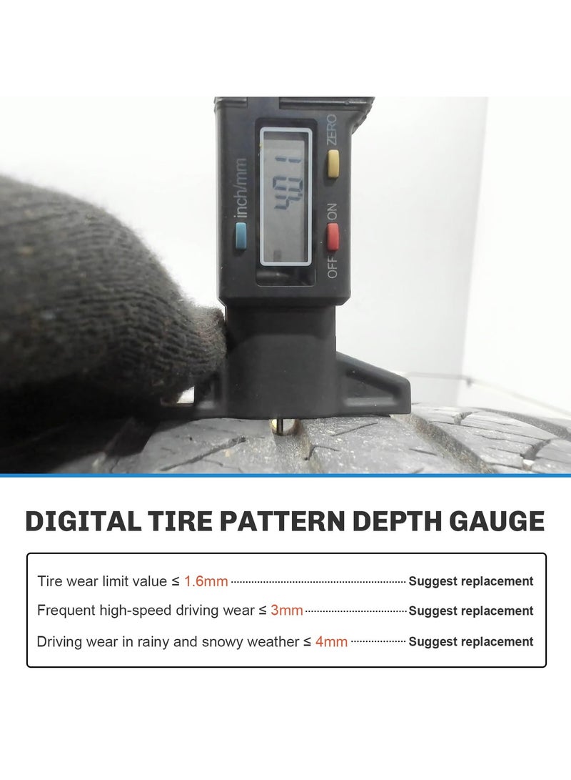 GNAFOTU Tread Depth Gauge, 0-25.4mm/Inch Digital Tire Tread Depth Checker, Portable Tyre Depth Measuring Tool with LCD Display for Cars, Trucks, Motorcycles, Black  - Image 5