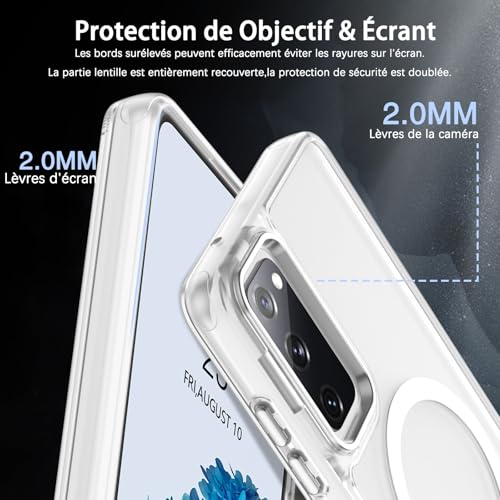 BENTOBEN for Samsung Galaxy S20 FE Case [Compatible with Magsafe], Translucent Matte Hard Back Full Body Protective Cover Anti-Scratch Shockproof Phone Case (White, Samsung S20 FE 4G/5G) - Image 4