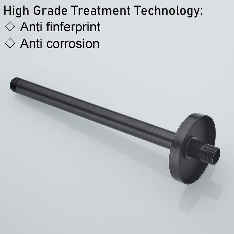 Random Straight Shower Arm with Flange Oil Rubbed Bronze 12 Inches Ceiling Mount Shower Head Extension Arm Ceiling-Mounted For Fixed Shower Head.RD-91038-12-ORB - Image 3