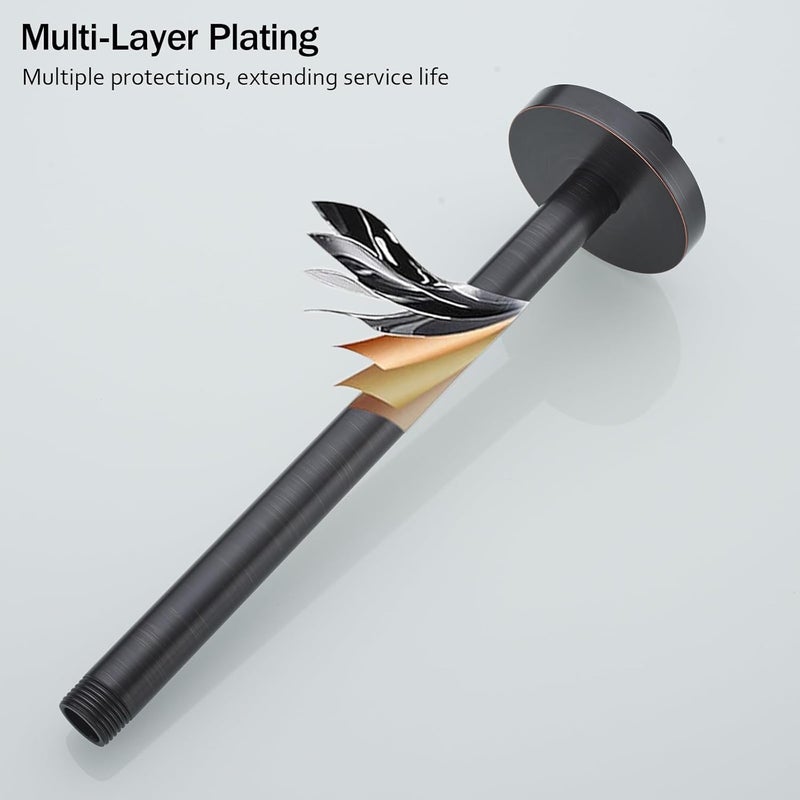 Random Straight Shower Arm with Flange Oil Rubbed Bronze 12 Inches Ceiling Mount Shower Head Extension Arm Ceiling-Mounted For Fixed Shower Head.RD-91038-12-ORB - Image 4