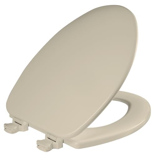 Bemis CHURCH Toilet Seat, Easy Clean Hinges Release for Deep Cleans, Durable Enameled Wood Seat, Elongated, Bone - Image 1