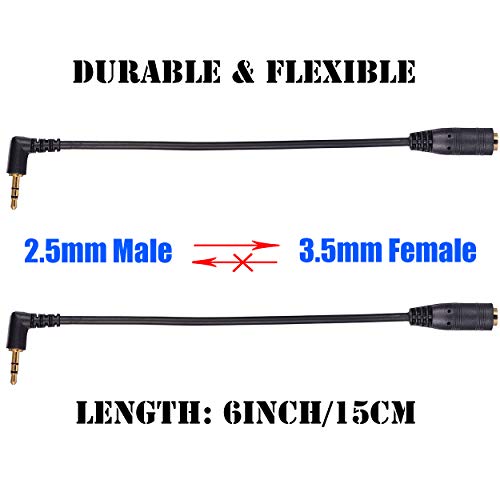 Warmstor 2 Pack Gold Plated 2.5mm Male to 1/8 inch 3.5mm Female Stereo Audio Jack Adapter Cable 90 Degree Right Angle Connector 6 inch Cord for Radios,Headphones,Recorder,Camera - Image 4