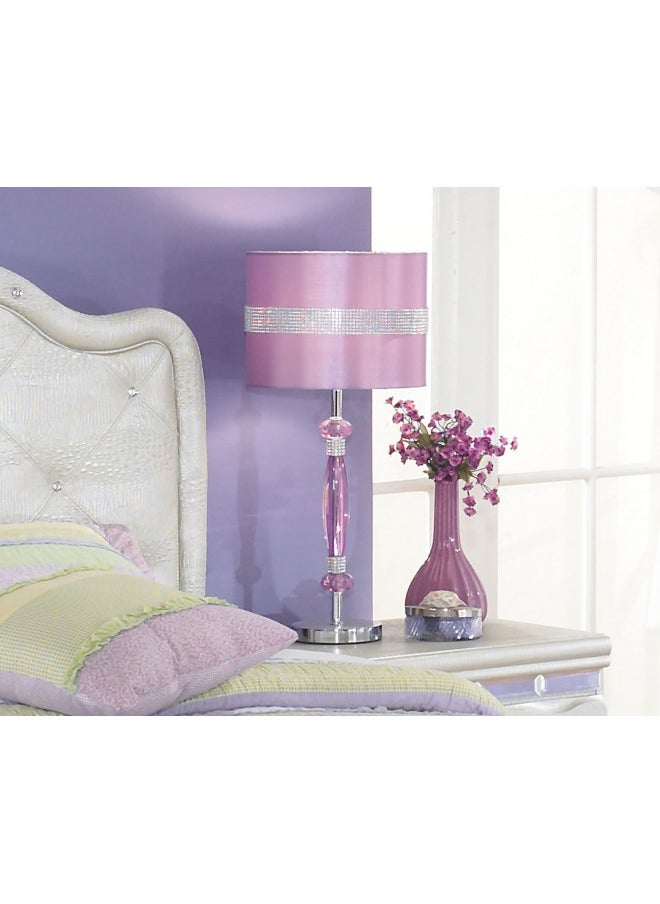 Signature Design by Ashley - Signature Design by Ashley Nyssa Glam 24" Youth Single Table Lamp with Siler and Rhinestone Accents, Purple - Image 1