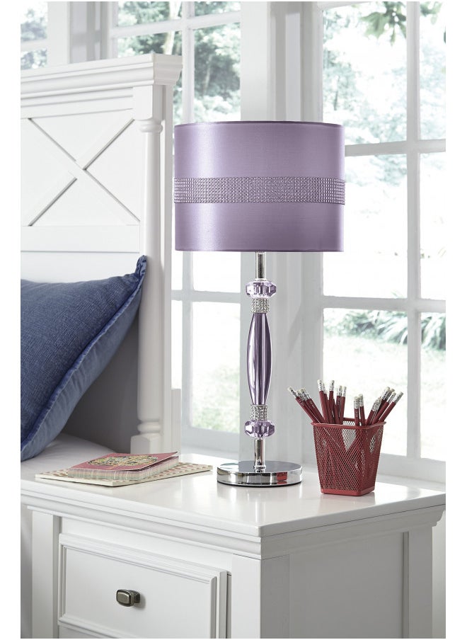 Signature Design by Ashley - Signature Design by Ashley Nyssa Glam 24" Youth Single Table Lamp with Siler and Rhinestone Accents, Purple - Image 1