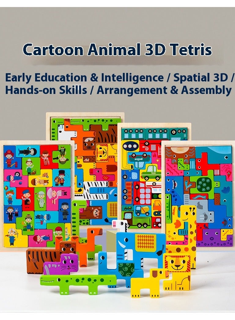 Children's 3D Animal Puzzle Large Particle Building Blocks Baby Early Education Educational Toys Boys And Girls Assembly Desktop Toys - Image 2