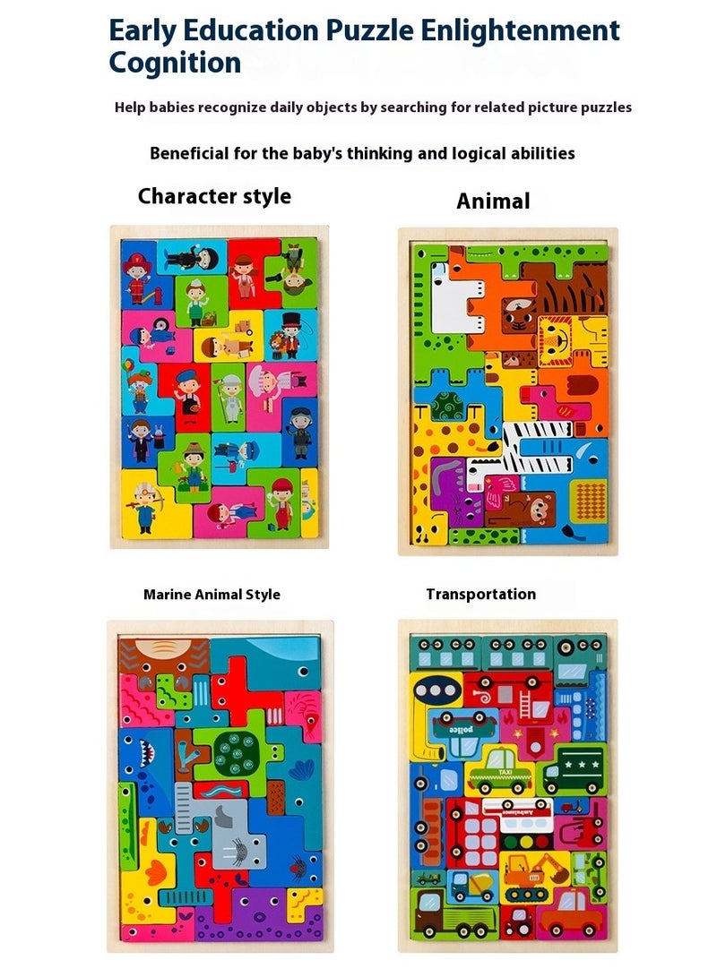 Children's 3D Animal Puzzle Large Particle Building Blocks Baby Early Education Educational Toys Boys And Girls Assembly Desktop Toys - Image 3