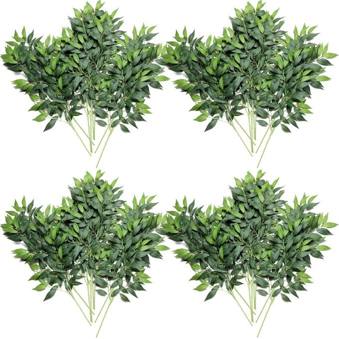 20 PCS ARTIFICIAL RUSCUS GREENERY 275 FAKE PLANTS FAUX LEAF FLORAL HANGING SPRAY BRANCH FOR WEDDING BOUQUET CENTERPIECES