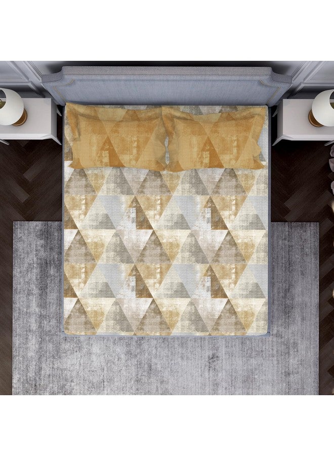 Spaces Atrium 144 TC 100% Cotton Bedsheet for Double Bed with 2 Pillow Cover | Diwali Gifting Range & Super Soft (88" X 100" Inches) - Light Brown - Image 3