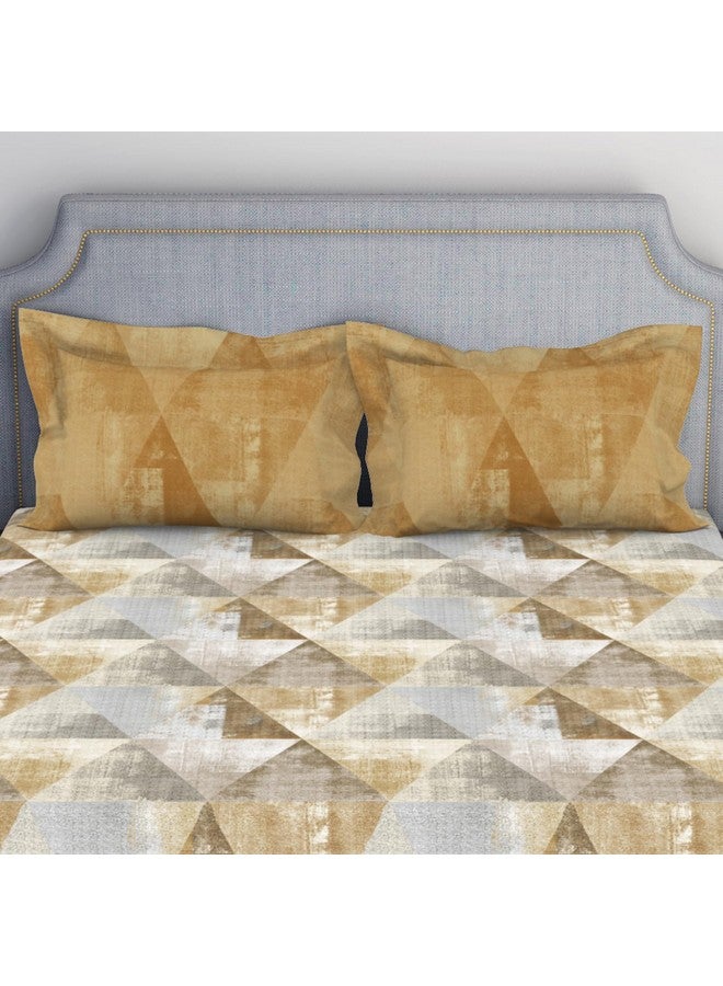 Spaces Atrium 144 TC 100% Cotton Bedsheet for Double Bed with 2 Pillow Cover | Diwali Gifting Range & Super Soft (88" X 100" Inches) - Light Brown - Image 4