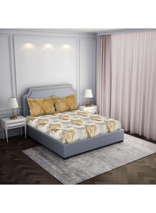 Spaces Atrium 144 TC 100% Cotton Bedsheet for Double Bed with 2 Pillow Cover | Diwali Gifting Range & Super Soft (88" X 100" Inches) - Light Brown - Image 2