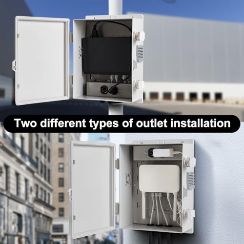 Namunanee Outdoor Electrical Junction Box, ABS Water Resistant Enclosure with Internal Mounting Panel & Hinged Cover (13" H* 9.2" L* 4.6" W & Outlet) - Image 3