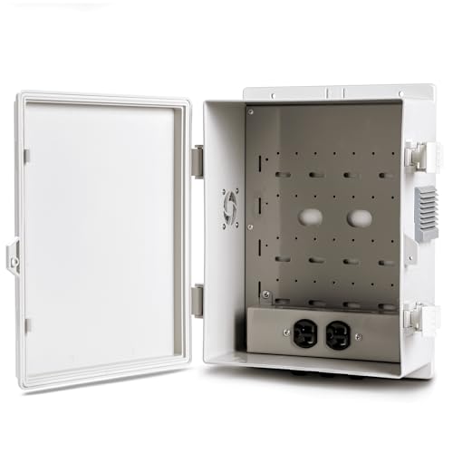 Namunanee Outdoor Electrical Junction Box, ABS Water Resistant Enclosure with Internal Mounting Panel & Hinged Cover (13" H* 9.2" L* 4.6" W & Outlet) - Image 1