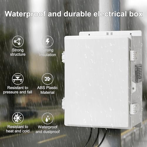 Namunanee Outdoor Electrical Junction Box, ABS Water Resistant Enclosure with Internal Mounting Panel & Hinged Cover (13" H* 9.2" L* 4.6" W & Outlet) - Image 5