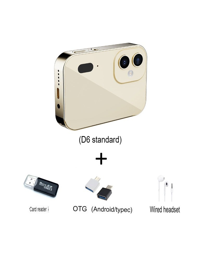 Generic D6 4K 64MP Digital Camera, 3 Inch HD Touch Screen Portable Video Recording Camera With Triple Lens, Manual Focus Compact Action Camera For Vlogging, (Gold Camera With Card Reader Plus Android Type C OTG Plus Wired Headset)  - Image 1