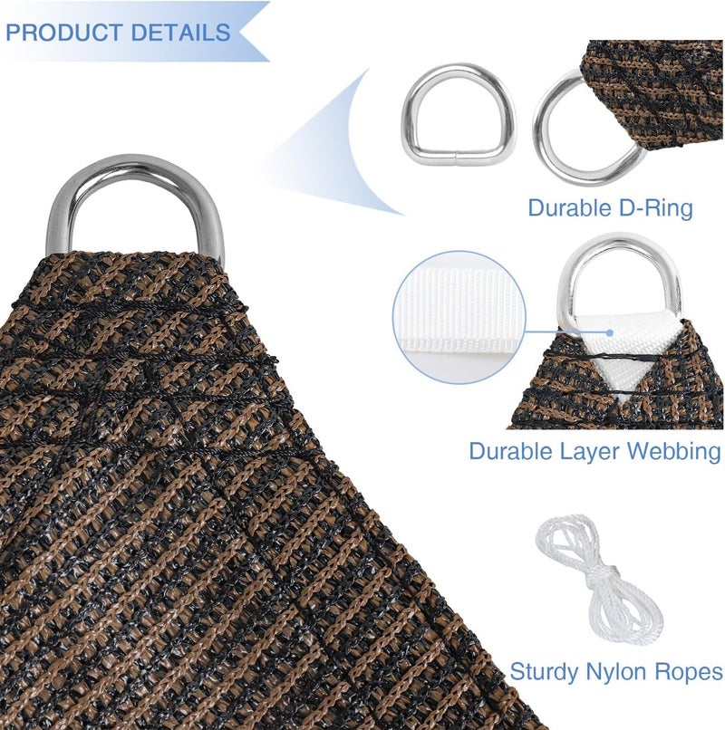 EK Sunrise 16' x 20' Sun Shade Sail Rectangle Canopy Shade Cover UV Block for Patio Backyard Garden Outdoor (Brown) - Image 4