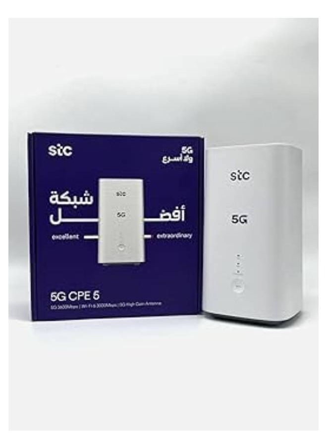 راوتر STC 5G CPE 5 - راوتر 5G أبيض أنيق مع أداء لاسلكي فائق