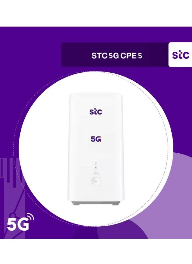 راوتر STC 5G CPE 5 - راوتر 5G أبيض أنيق مع أداء لاسلكي فائق