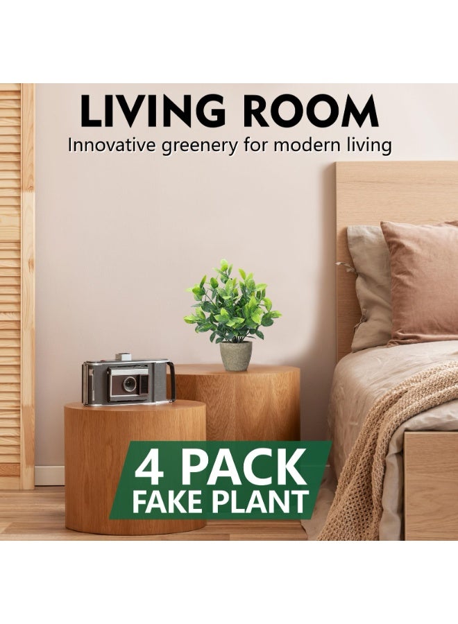 مجموعة من ٤ نباتات اصطناعية من السيراميك، نباتات خضراء صناعية صغيرة، نباتات مزروعة في أصص، ديكور منزلي، ديكور مكتب، ديكور غرفة، ديكور ريفي، ديكور طاولة، ديكور حمام. - Image 5